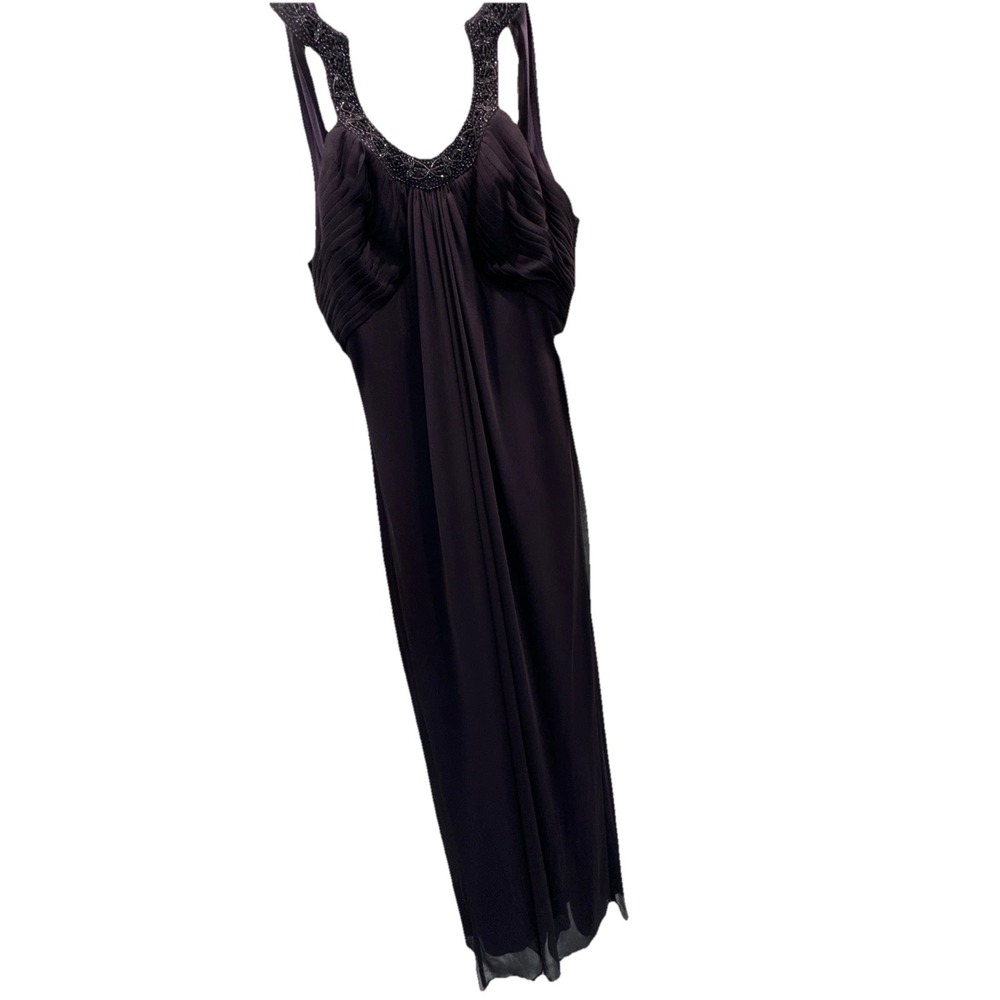 Xscape Purple Women's 14W Beaded Dress Keyhole Neck Plunging Back Sleeveless NWT
